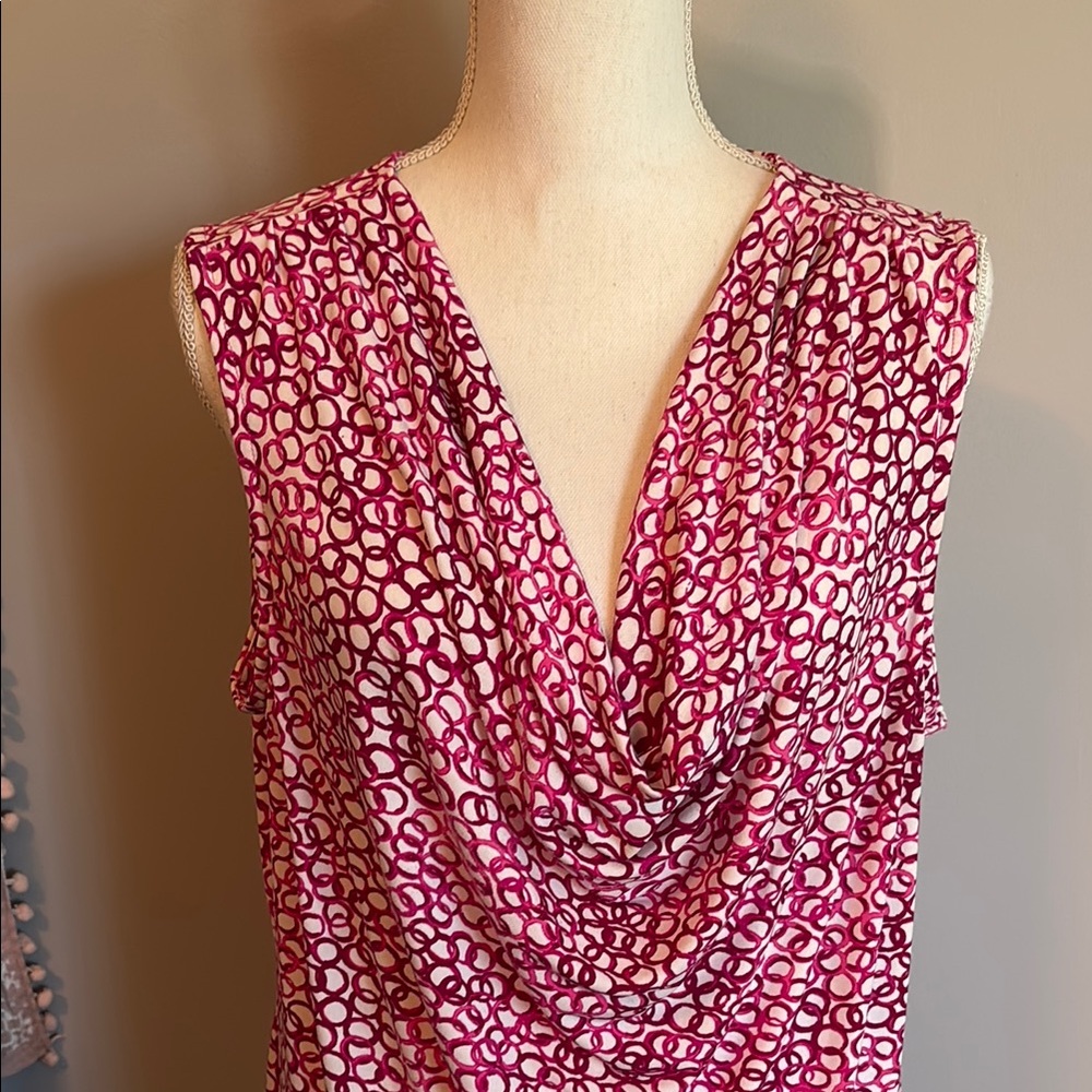 Pink and White Patterned Sleeveless Top